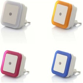 Resim Fuşya Işık Kare Tip Otomatik Gece Yanıp Gündüz Sönen Işık Sensörlü Ledli Gece Lambası Fuşya 