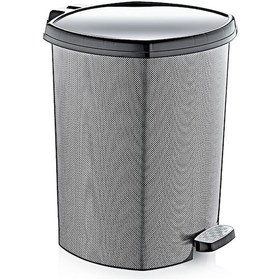 Resim Karo Desenli Köşeli Pedallı İç Kovalı Çöp Kovası 20 Lt 39 Cm Siyah 