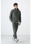 Resim Tommy Life Çağla Yarım Fermuar Dik Yaka Lastik Paça Polar Erkek Eşofman Takımı - 85159 Yeşil 