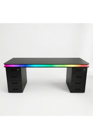 Resim XMAX 200x80CM RGB Bluetooth Pixel Led - Çekmeceli MDF Metal Ayak ZYRA Yayıncı Oyuncu Masası 
