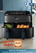 Resim Philips NA650 Versuni Çift Hazneli 3000 Serisi Çift Hazneli Airfryer, 3L + 6Litre LED EKRAN+ PişirmeKağıdı 