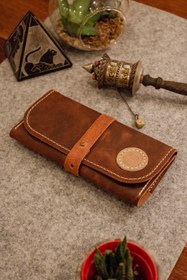 Resim Bolt Leather Tütün Kesesi Tütün Çantası %100 Gerçek Deri Tütün Çantası Taba 
