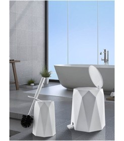 Resim Genel Markalar Geo 2'li Banyo Seti (Plastik 5 lt Çöp Kovası Ve Tuvalet Fırçası Taş Rengi) 