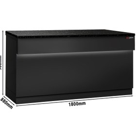 Resim Kasa Bankosu TORONTO - 1800mm - Siyah Ön Panel - Siyah Granit Çalışma Tezgahı 