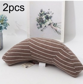 Resim 2pcs Çocuklar Boyun Başlık Rahat Omuz Kapağı Araba Boyun Koruma Yastığı Kahve Şeridi , Boyut:2 Adet Kahve Şeridi 