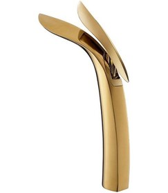 Resim Fause Yüksek Çanak Lavabo Bataryası Leaf Altın Ksl103-G 