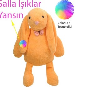 Resim Led Işıklı. Uyku Arkadaşı Uzun Kulak Bunny Peluş Tavşan 65Cm Turuncu 