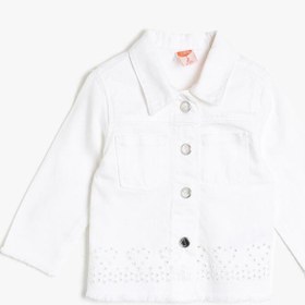 Resim Kız Bebek Düğme Detaylı Jean Ceket 
