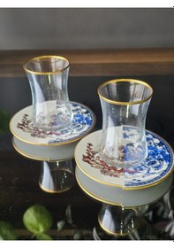 Resim Konyax Ancora 2 Kişilik Çay Seti Renkli 