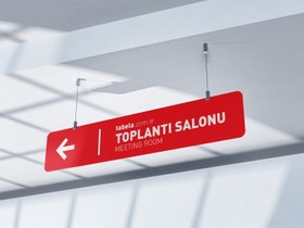 Resim Askılı Yön Tabelası - Çift Yön / Fırçalı Gümüş / Yok 