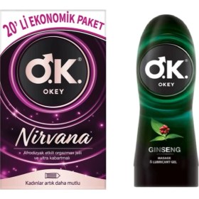 Resim Okey Nirvana 20 Li Avantaj Paketi +Ginseng 200 ml Masaj ve Jel 