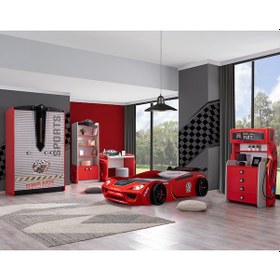 Resim Setaymobilya Sports Çocuk Odası, Vento Arabalı Yataklı Full Takım - Kırmızı 