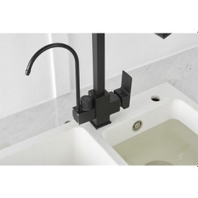 Resim Mutfak Eviye Bataryası Dual Flow Su Arıtma Çıkışlı Yeni Mat Siyah 