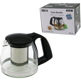 Resim 700ml Cam Demlik Çelik Süzgeçli - Plastik Kulp - Kapak - Krom Çerçeve 4741 Altın - Buz Mavisi 