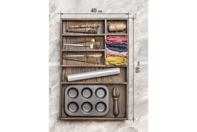 Resim Feyza Design Ahşap 7 Bölmeli Kaşıklık, Organizer, Çekmece Içi Düzenleyici 