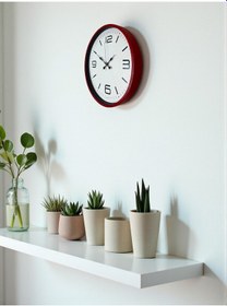 Resim 36 Cm Kırmızı Modern Dekoratif Duvar Saati Çok Renkli 