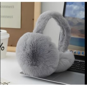 Resim Melodi Scarf Kadın Soğuktan Koruyucu Soft Peluş Kışlık Kulaklık Kulak Isıtıcı Gri 