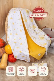 Resim LUCKKA Dijital Baskılı 3'lü Müslin Örtü Seti - 75x75 cm - ZT5000 