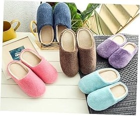 Resim GALPADA Erkek Kadın Rahat Peluş Ev Terlikleri Yumuşak Tabanlı Geçirmeyen Seyahat İçin Mavi 