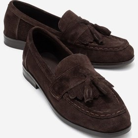 Resim Luvishoes Luvi Shoes Lupen Kahverengi Süet Püsküllü Hakiki Deri Kadın Loafer Ayakkabı Kahverengi 