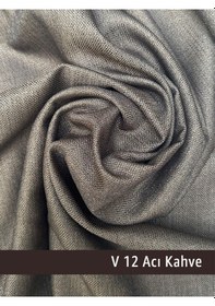 Resim Donatti Acı Kahverengi Düz Keten Fon Perde 1/3 Pile Tek Kanat Acı Kahverengi 