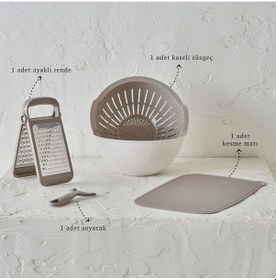 Resim Ceronni Handy Mutfak Seti Bej Bej 
