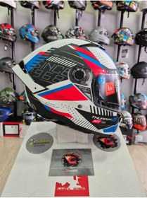 Resim Mt Helmets Mt Thunder 4 Sv Luminence A7 Motosiklet Kaskı Mat Beyaz/mavi 