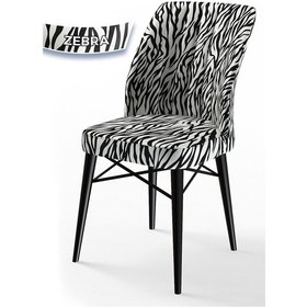 Resim Canisa Flex Serisi, Üst Kalite Mutfak Sandalyesi, 6 Adet Zebre Desen Sandalye, Gürgen Siyah Ahşap Ayak Sandalye Zebra Desen Ayaklar Siyah 