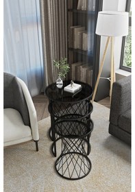 Resim Emga Home Zenith Zigon Sehpa - Füme Cam Füme 