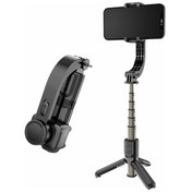 Resim Cbtx L08 Mini Selfie Stick Gimbal Stabilizer Akıllı Telefon İçin Katlanabilir Tripod, İphone Android İçin Bluetooth Uyumlu Uzaktan Kumanda - Siyah 