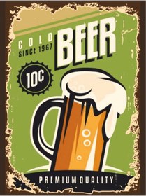 Resim Cold Beer Retro Ahşap Poster Tablo Vintage Bira Temalı Bar Dekoru 