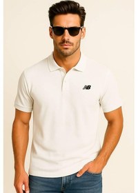 Resim New Balance Beyaz Classic Basic Logo Polo Yaka Pike Tişört Mnt3415-wt Beyaz 