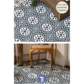 Resim Technojet 1Adet Kendinden Yapışkanlı Modern Tasarımlı Mutfak Banyo Zemin Duvar Kaplama Pvc Karo 30CM×30CM 