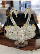 Resim Kristal Kesim Aynalı Dekoratif Kuğu Obje - Beyaz 