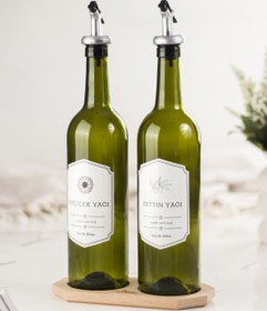 Resim EWs Bambu Standlı 2'li 750 ml Zeytinyağı & Sıvı Yağ Şişesi & Yağlık Sirkelik Seti (DAMLATMAZ) 