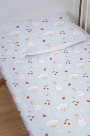Resim Organik Bebek Boy Lastikli Çarşaf Seti - Şirin Tavşanlar 80 x 140 