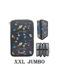 Resim Xl Jumbo Model Astronot Kalem Kutusu Organizer Kalemkutu 3 Bölmeli Kalemlik Siyah Siyah 