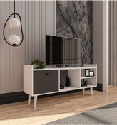 Resim Leo Tv Ünitesi Beyaz-Antrasit Televizyon Konsolu 140 Cm Ekonomik 