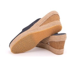 Resim Star Tombis Gerçek Elişi Platformlu Burnu Kapalı Elişi Hasır Keten Sabo Terlik Handmade Mavi 