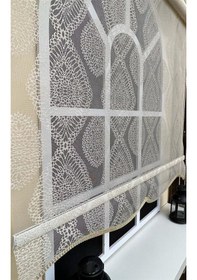 Resim Storburada Çift Mekanizmalı Bej Tül Perde Ve Ekru Stor Perde Stb45240-v109 Bej 