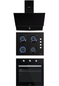 Resim KUMTEL SİYAH ANKASTRE CAMLI SET YENİ MODEL 