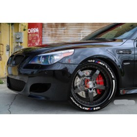 Resim Performance Stickers Lastik Yazısı M Power + Kuyruk Araç Lastik Stikeri 31mm 8 adet Tüm Lastik Yanaklarına Uyumlu 