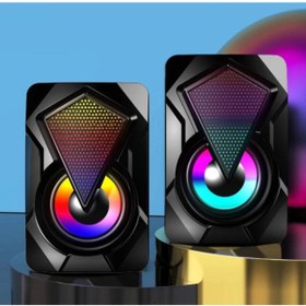 Resim güvenlisepet Rgb Led Işıklı Bilgisayar Hoparlörü Pc Laptop Oyuncu Hoparlörü 1+1 Ses Sistemi Usb Speaker 