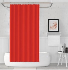 Resim Zethome Banyo Perdesi 0010 Kırmızı Tek Kanat Duş Perdesi 1x180x200 Halka Hediyeli Duşakabin Perdesi 