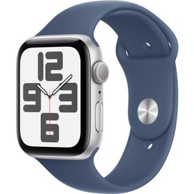 Resim Apple Watch SE GPS + Cellular 44mm Gümüş Alüminyum Kasa + Kot Rengi Spor Kordon - S/M 