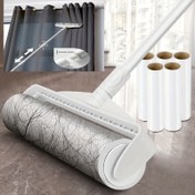 Resim 24.0cm/19.0cm Uzun Çubuk Kolu Rulo Yapışkan Saç Yapıcı Diyagonal Yırtma Tasarımı Yapışkan Yapışkan Saç Cihazı Evcil Hayvan Tüyü Temizleme Rulosu Koltuk Halı Toz Rulosu Yapışkan Yırtılabilir Kağıt Fırça Temizleme Rulosu 