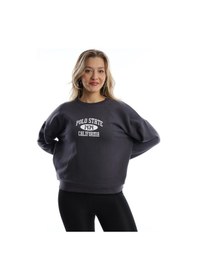 Resim Kadın Polo State Baskılı 3 İplik Sweat Antrasit 