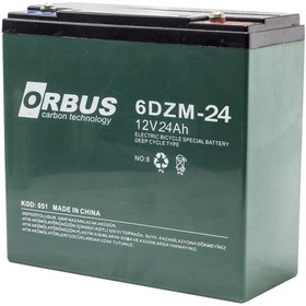 Resim Akü 12 Volt 24 Amper Orbus / Kıjo ( 180 X 76 X 167 Mm ) ( Elektrikli Bisiklet Aküsü ) 6 Dzm 24 