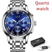 Resim Hanyang Gümüş Mavi Lıge Erkekler Lüks Otomatik Mekanik Saat Klasik Iş Izle Erkekler Tourbillon Su Geçirmez Erkek Kol Saati Relogio Masculino + Kutu (Yurt Dışından) 