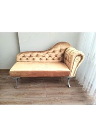 Resim Ters Kol Dekoratif Bihter Koltuk Josefin Puf 120 Cm Gümüş Ayak Vizon 